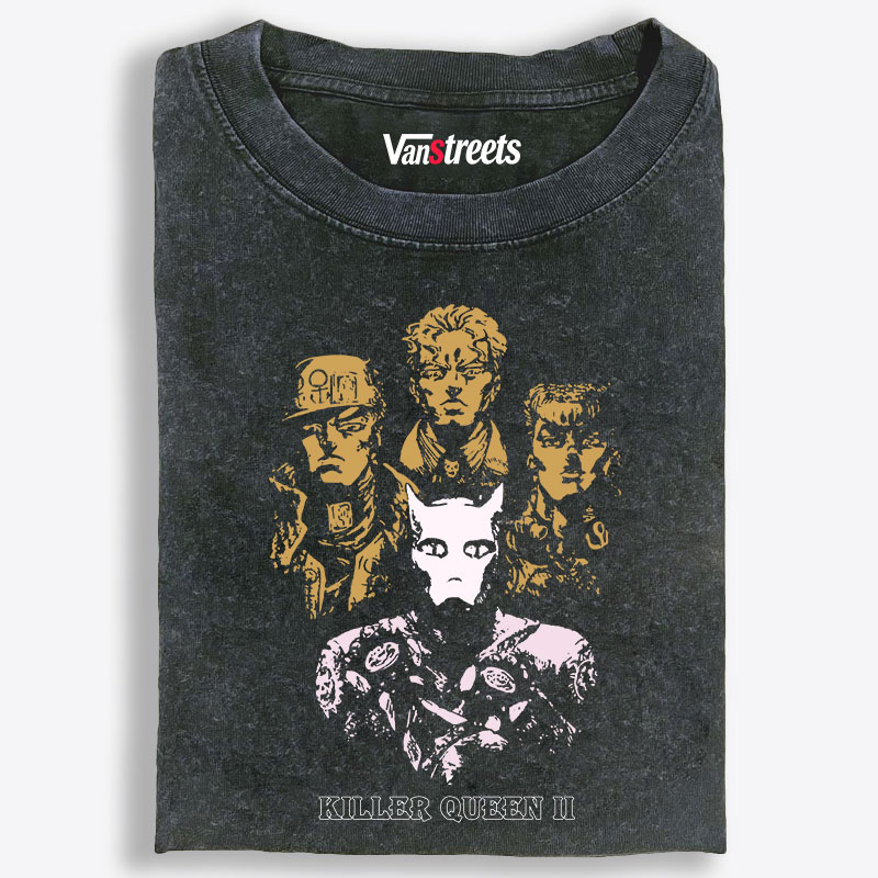Jojo's Bizarre Adventure Killer Queen II Retro Washed T-Shirt | 100% Cotton | Streetwear Essential