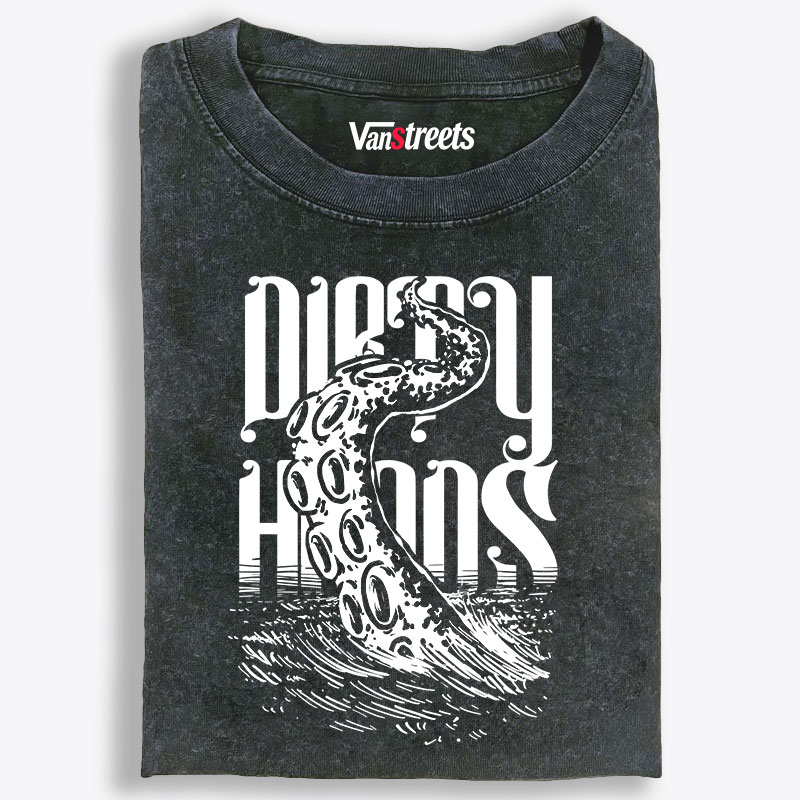 Dirty Hooks Retro Washed T-Shirt | 100% Cotton | Streetwear Essential