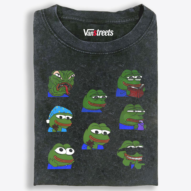 Pepe the Frog Meme Compilation Retro Washed T-Shirt | 100% Cotton | Streetwear Essential