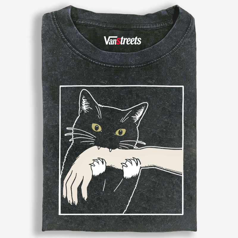 Cat Retro Washed T-Shirt | 100% Cotton | Streetwear Essential