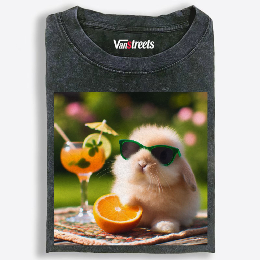 Garden Bunny's Citrus Cocktail Washed T-Shirt | 100% Cotton | Streetwear Essential