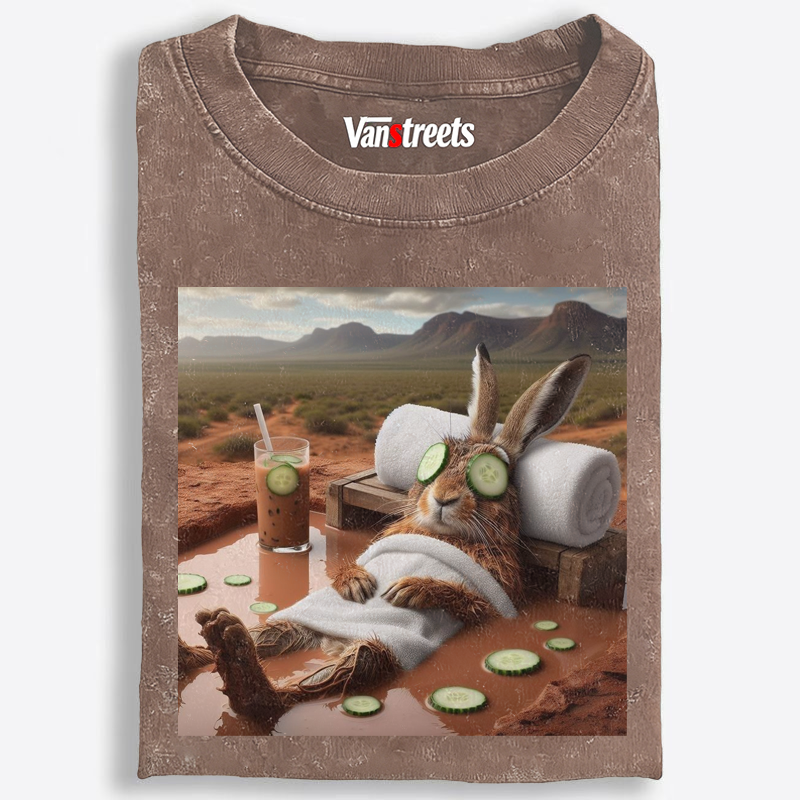 Desert Spa · Bunny Mode: Relaxed Retro Washed T-Shirt | 100% Cotton | Streetwear Essential