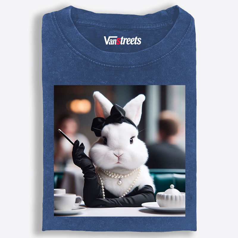 Pearl Bunny · Tea Break Retro Washed T-Shirt | 100% Cotton | Streetwear Essential