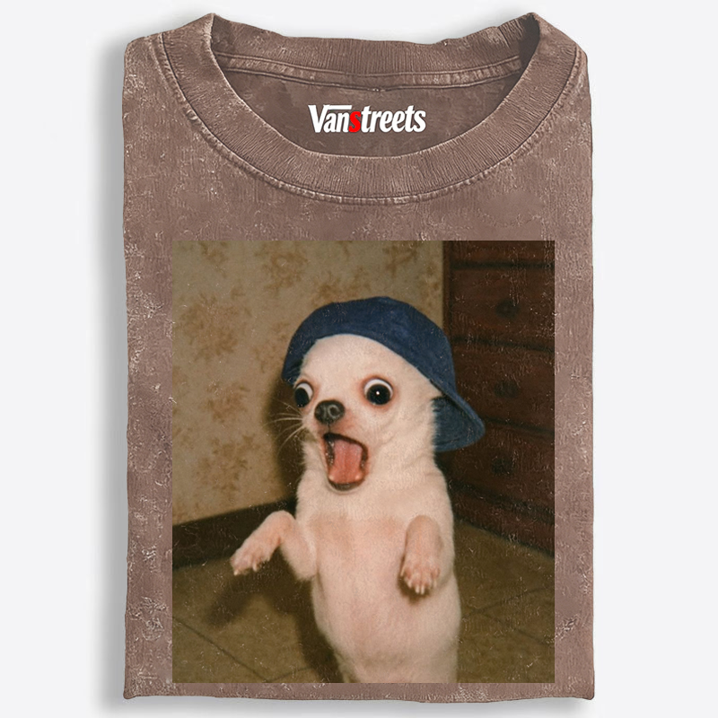 Surprised Chihuahua Meme Retro Washed T-Shirt | 100% Cotton | Streetwear Essential