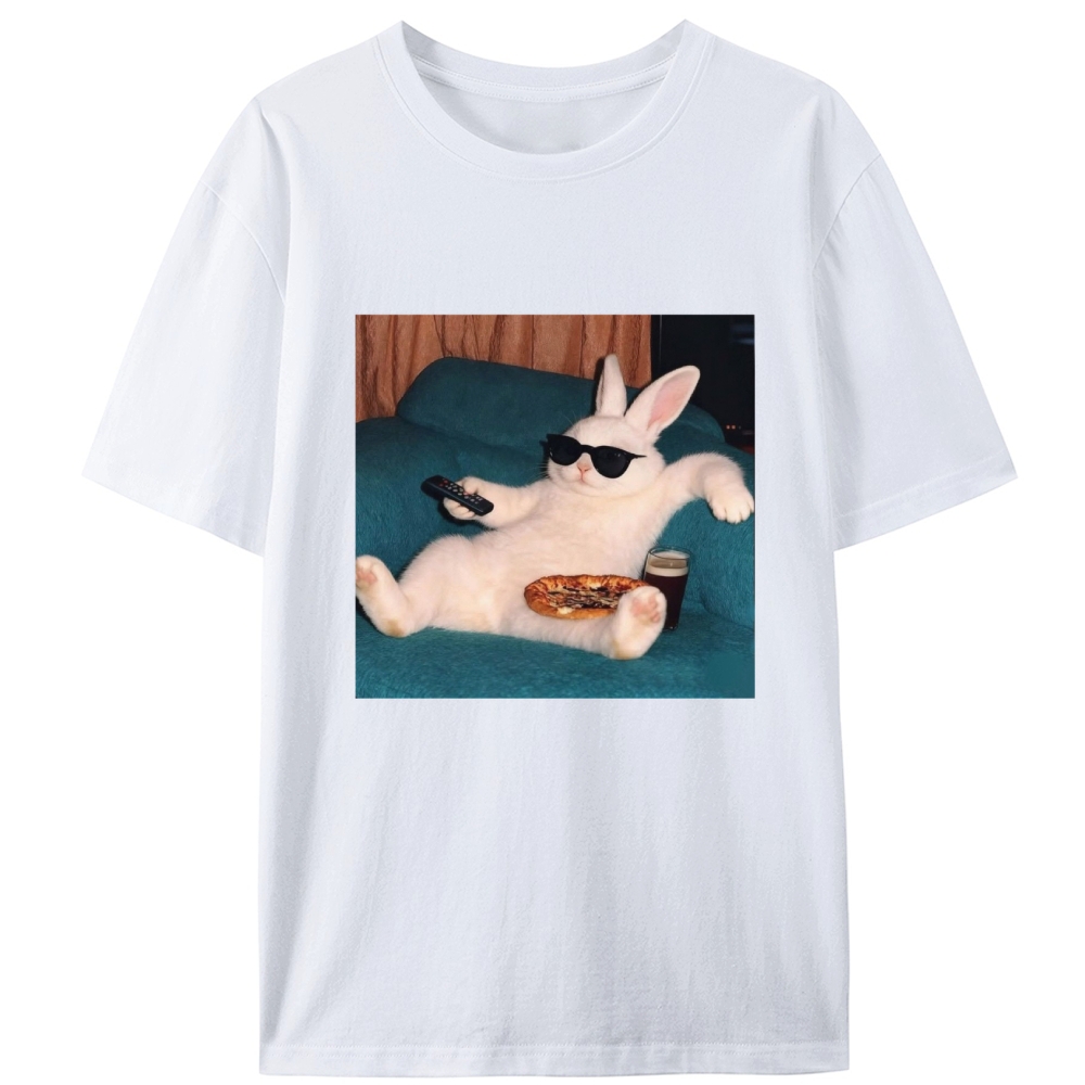 Couch Potato Bunny Retro Designed for Women - Slim Fit Cotton Tee