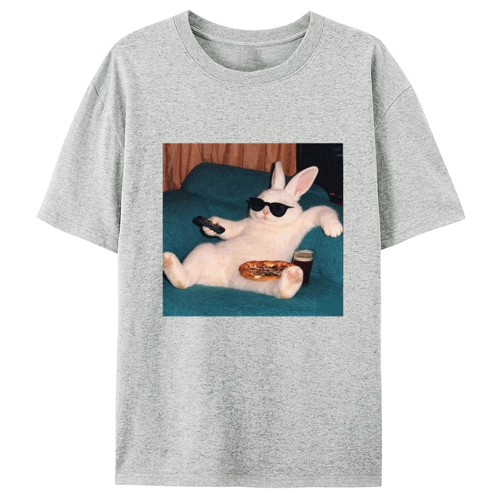 Couch Potato Bunny Retro Designed for Women - Slim Fit Cotton Tee