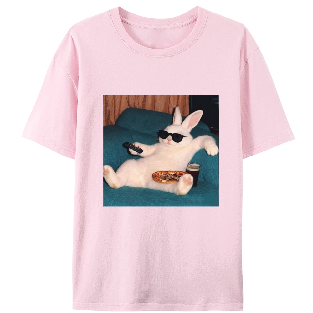 Couch Potato Bunny Retro Designed for Women - Slim Fit Cotton Tee