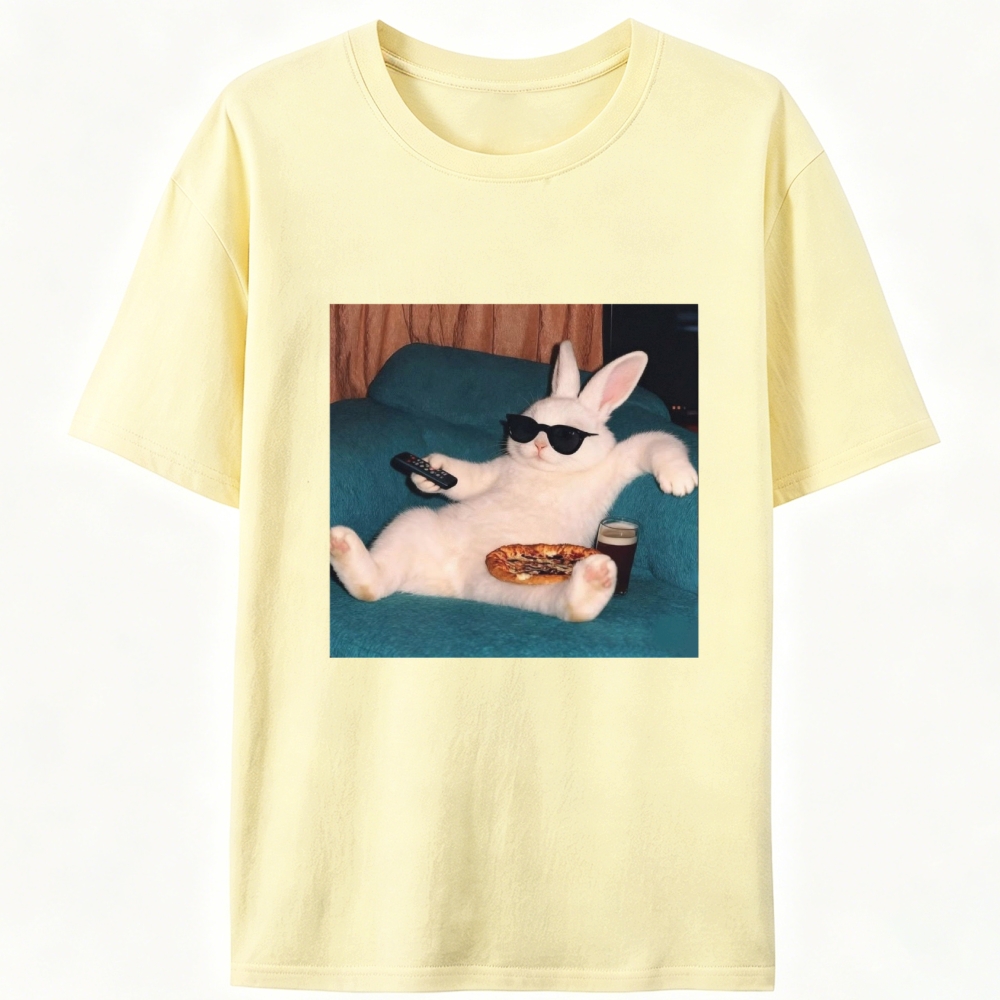 Couch Potato Bunny Retro Designed for Women - Slim Fit Cotton Tee