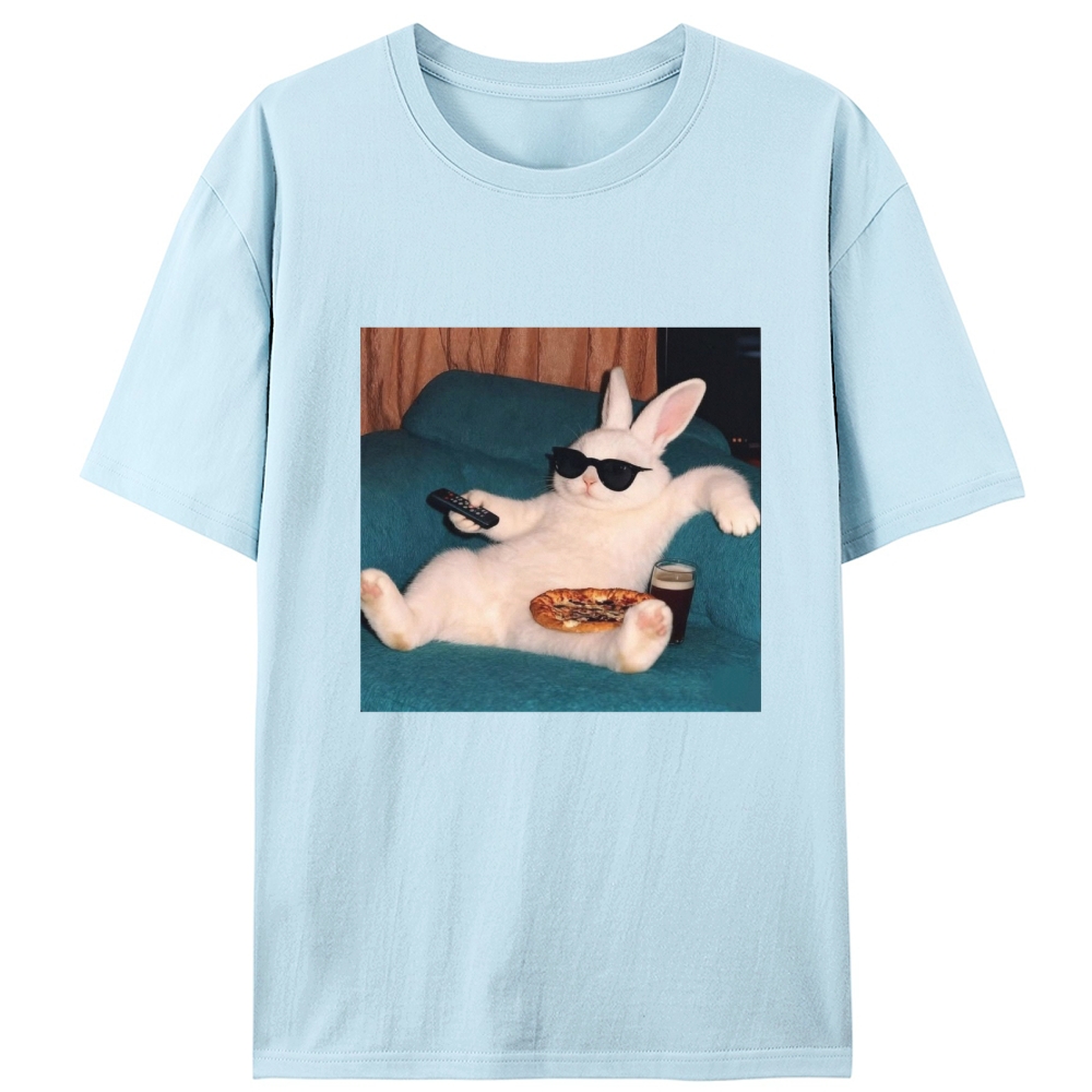 Couch Potato Bunny Retro Designed for Women - Slim Fit Cotton Tee
