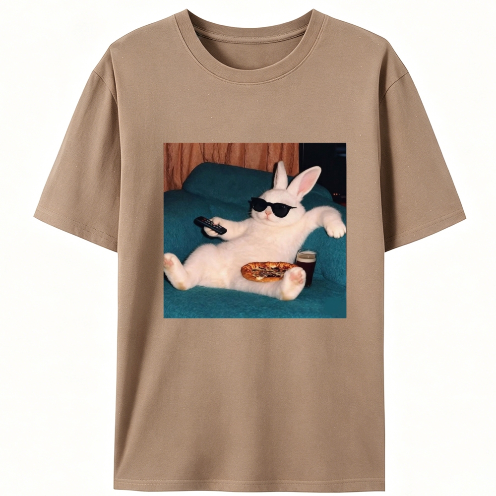 Couch Potato Bunny Retro Designed for Women - Slim Fit Cotton Tee