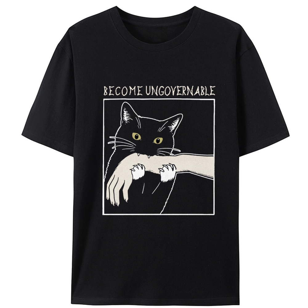 Become Ungovernable Cat Retro Designed for Women - Slim Fit Cotton Tee