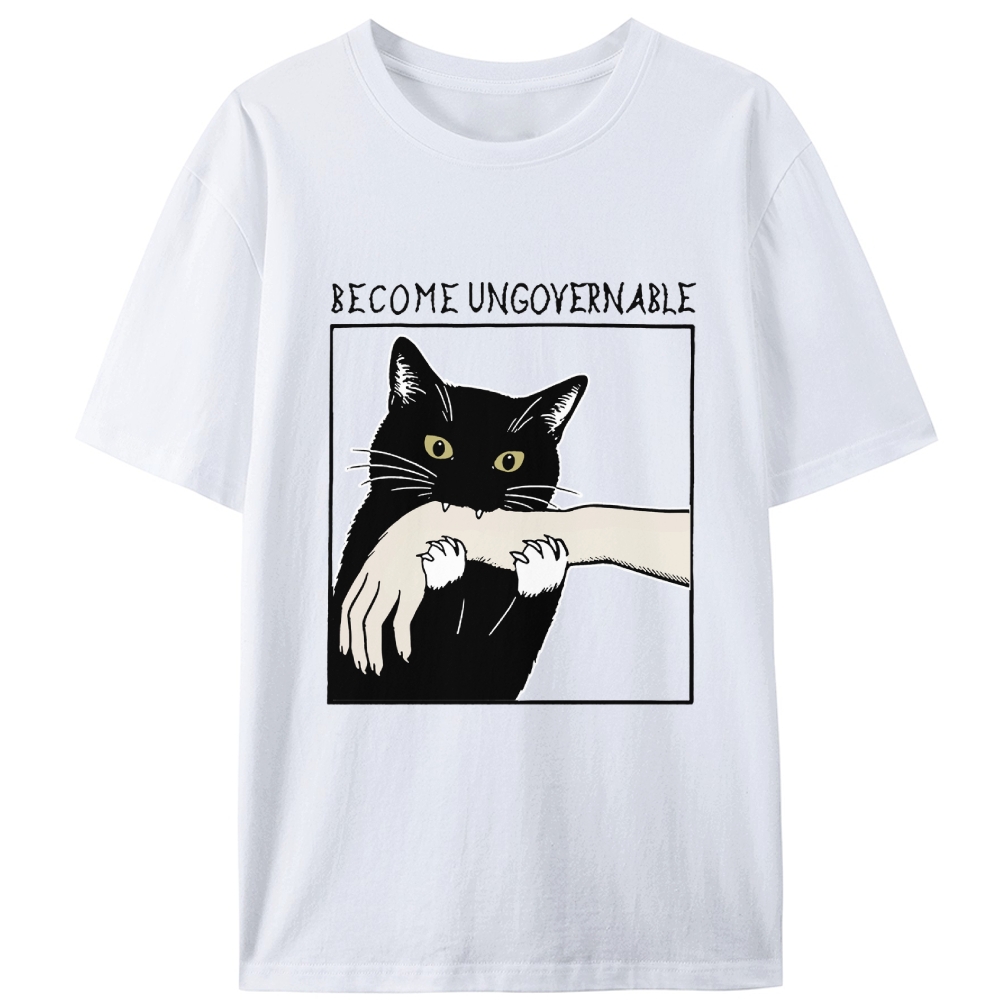 Become Ungovernable Cat Retro Designed for Women - Slim Fit Cotton Tee