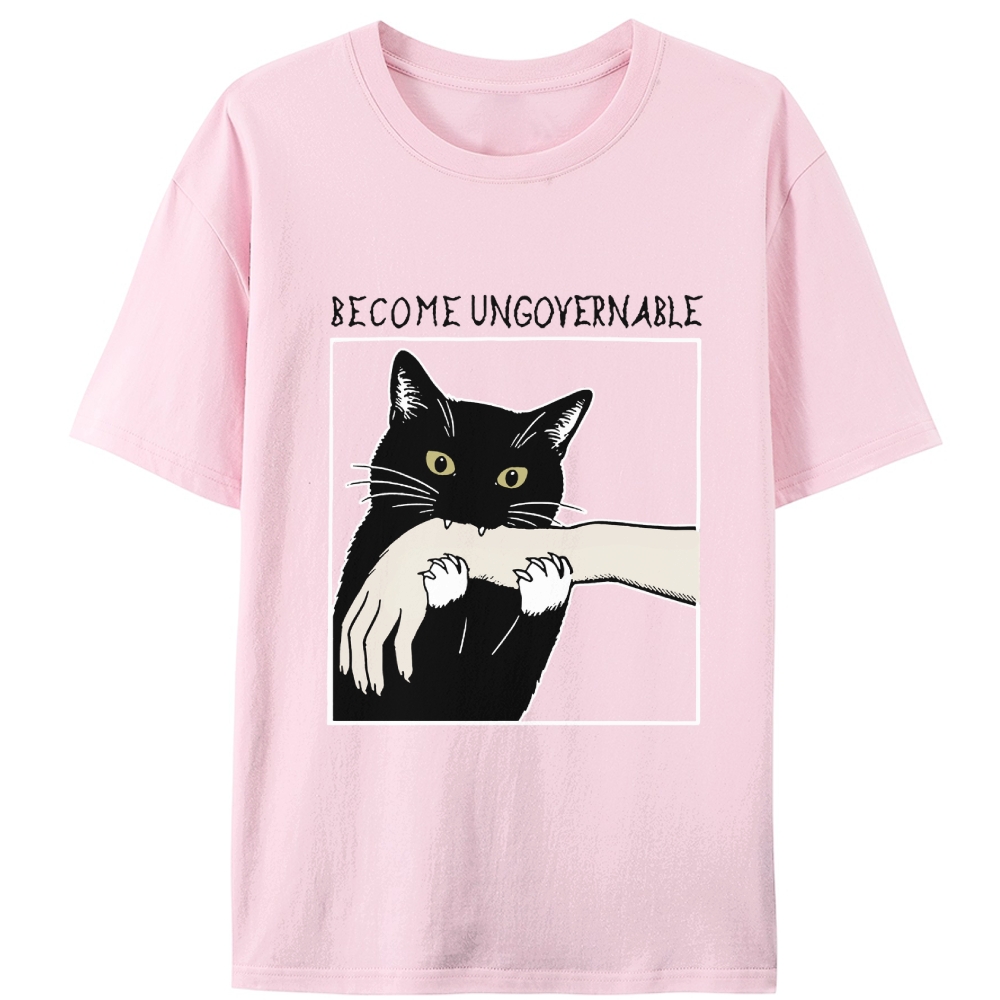 Become Ungovernable Cat Retro Designed for Women - Slim Fit Cotton Tee