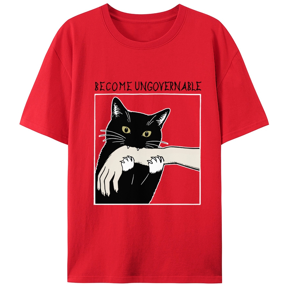 Become Ungovernable Cat Retro Designed for Women - Slim Fit Cotton Tee
