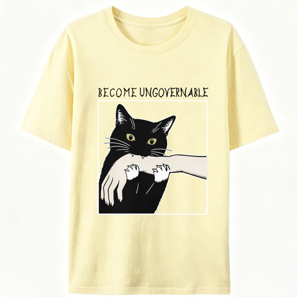 Become Ungovernable Cat Retro Designed for Women - Slim Fit Cotton Tee