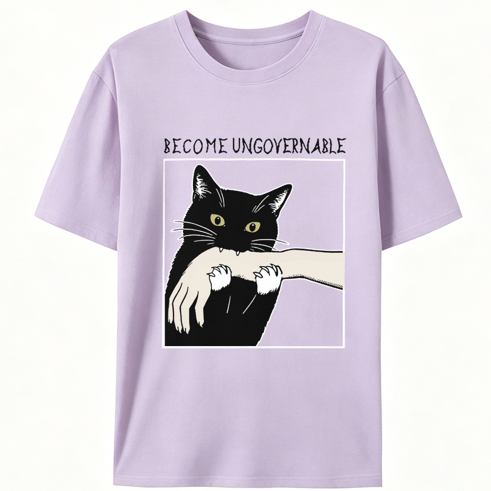 Become Ungovernable Cat Retro Designed for Women - Slim Fit Cotton Tee