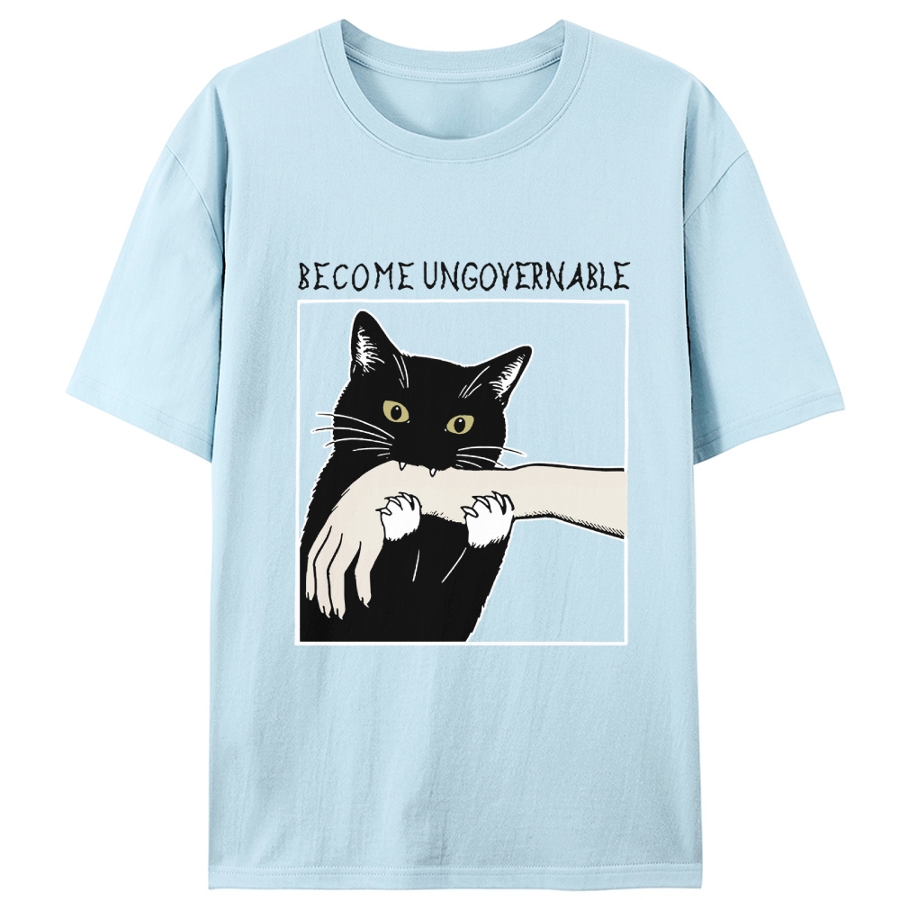Become Ungovernable Cat Retro Designed for Women - Slim Fit Cotton Tee