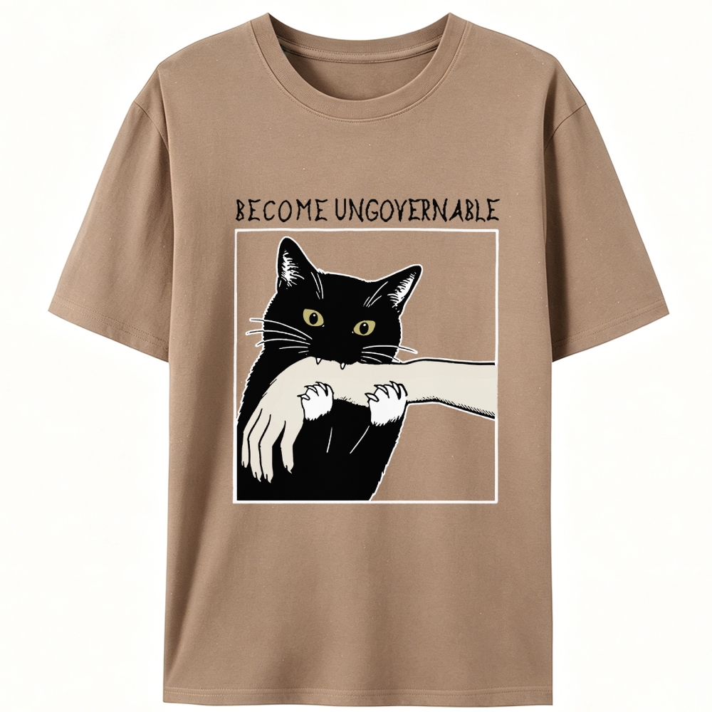 Become Ungovernable Cat Retro Designed for Women - Slim Fit Cotton Tee
