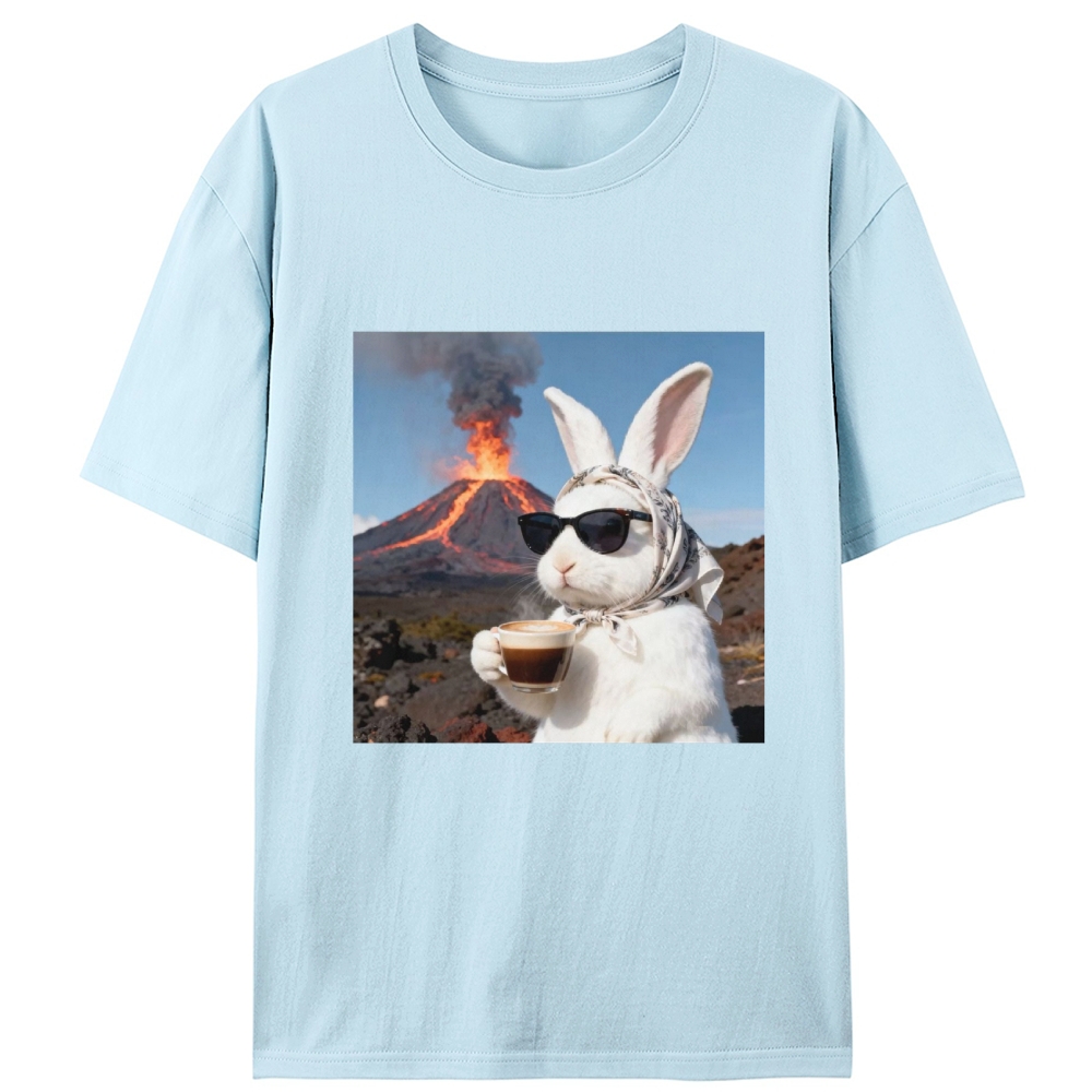 Volcano Coffee Bunny Retro Designed for Women - Slim Fit Cotton Tee