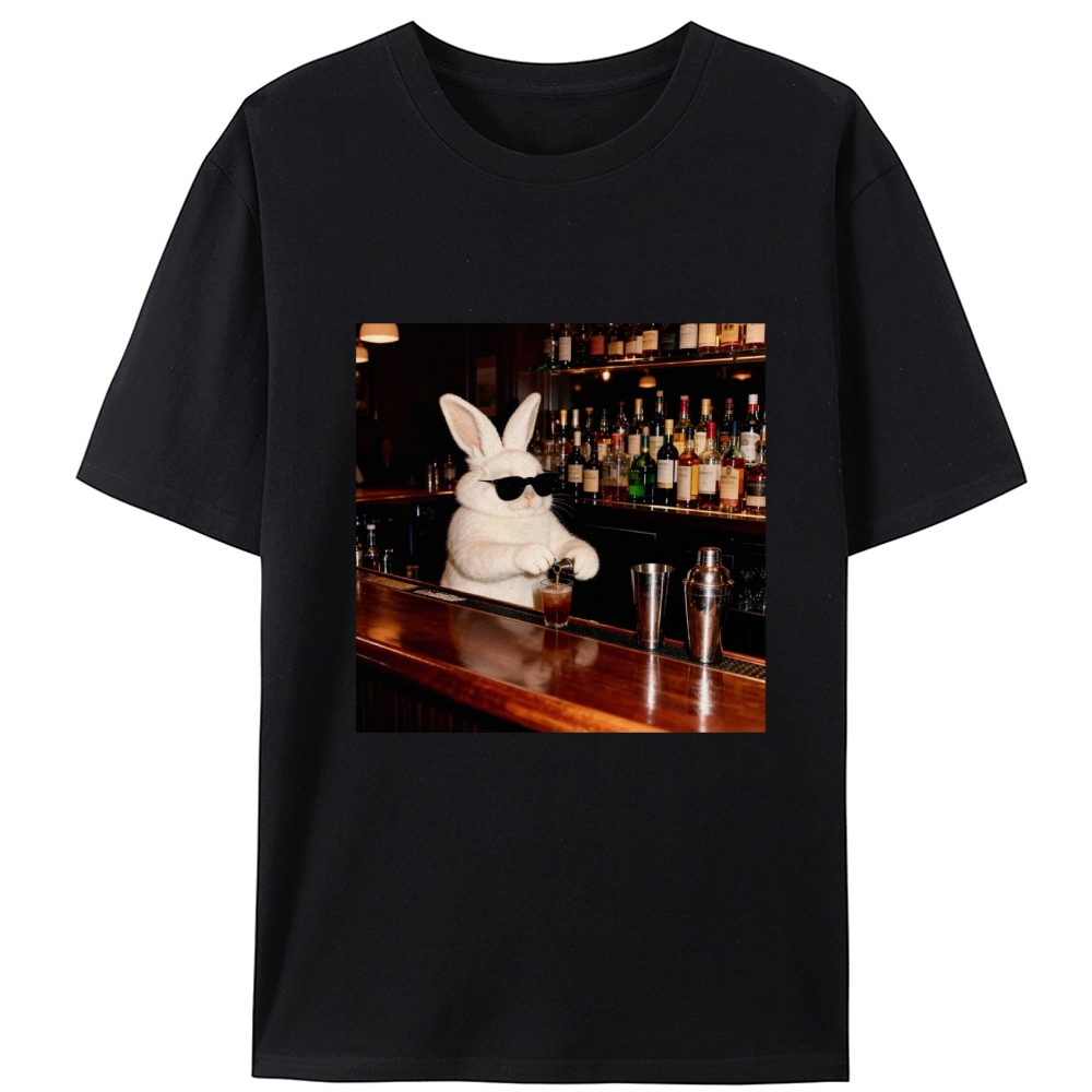 Bartender Bunny Retro Designed for Women - Slim Fit Cotton Tee