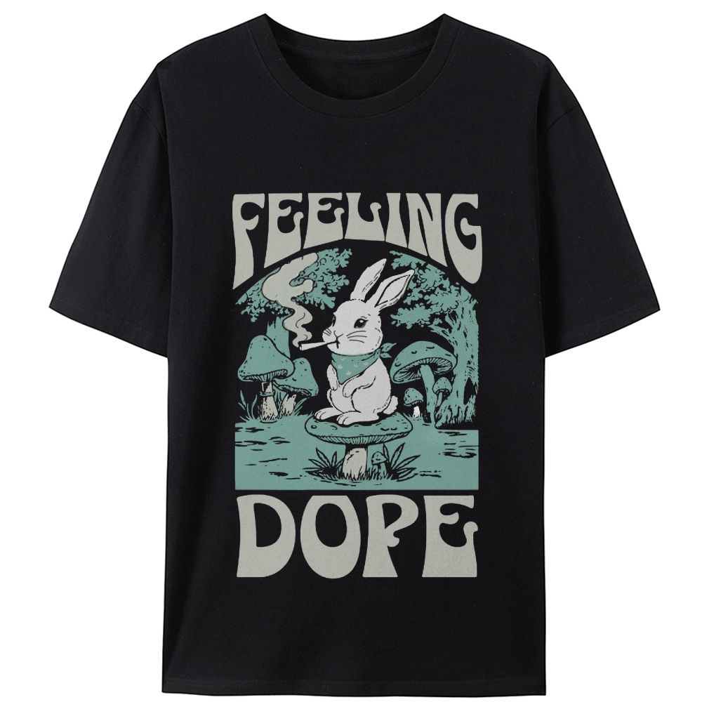 Bunny Feeling Dope Rabbit Retro Designed for Women - Slim Fit Cotton Tee