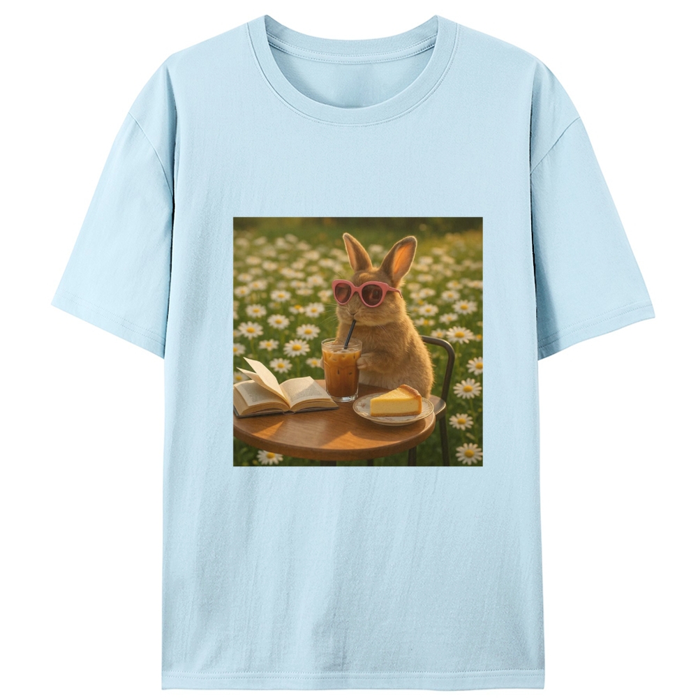 Daisy Afternoon Tea Bunny Meme Retro Designed for Women - Slim Fit Cotton Tee