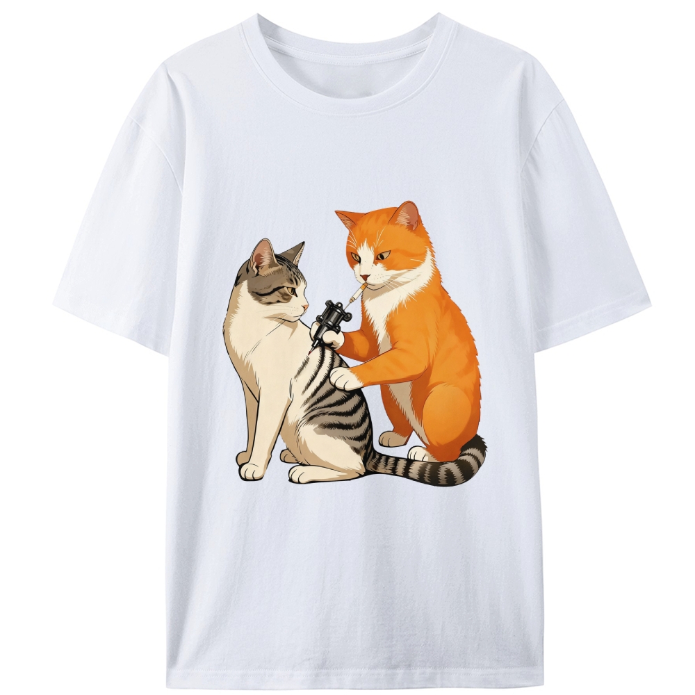 Tattoo Artist Orange Cat Retro Designed for Women - Slim Fit Cotton Tee