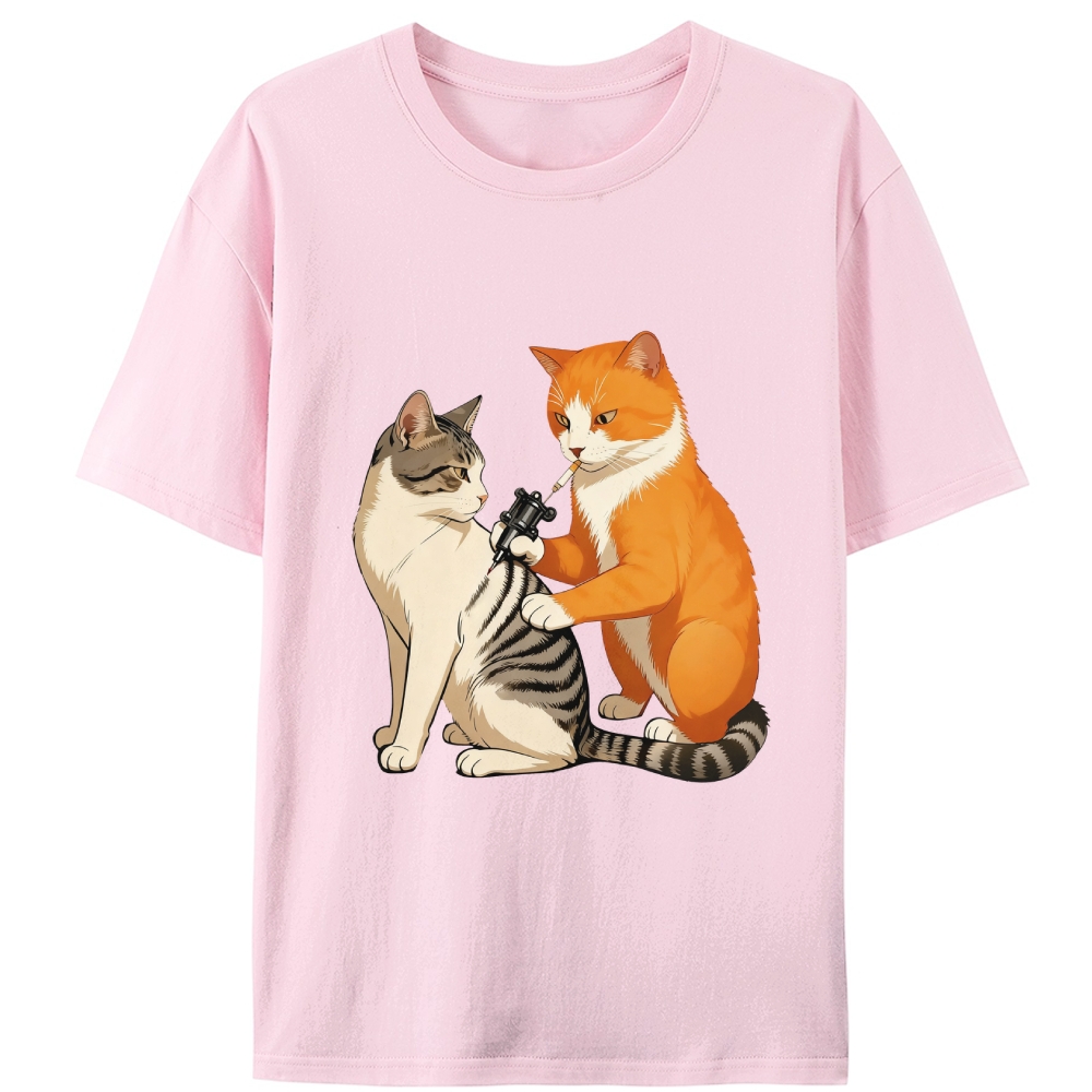 Tattoo Artist Orange Cat Retro Designed for Women - Slim Fit Cotton Tee