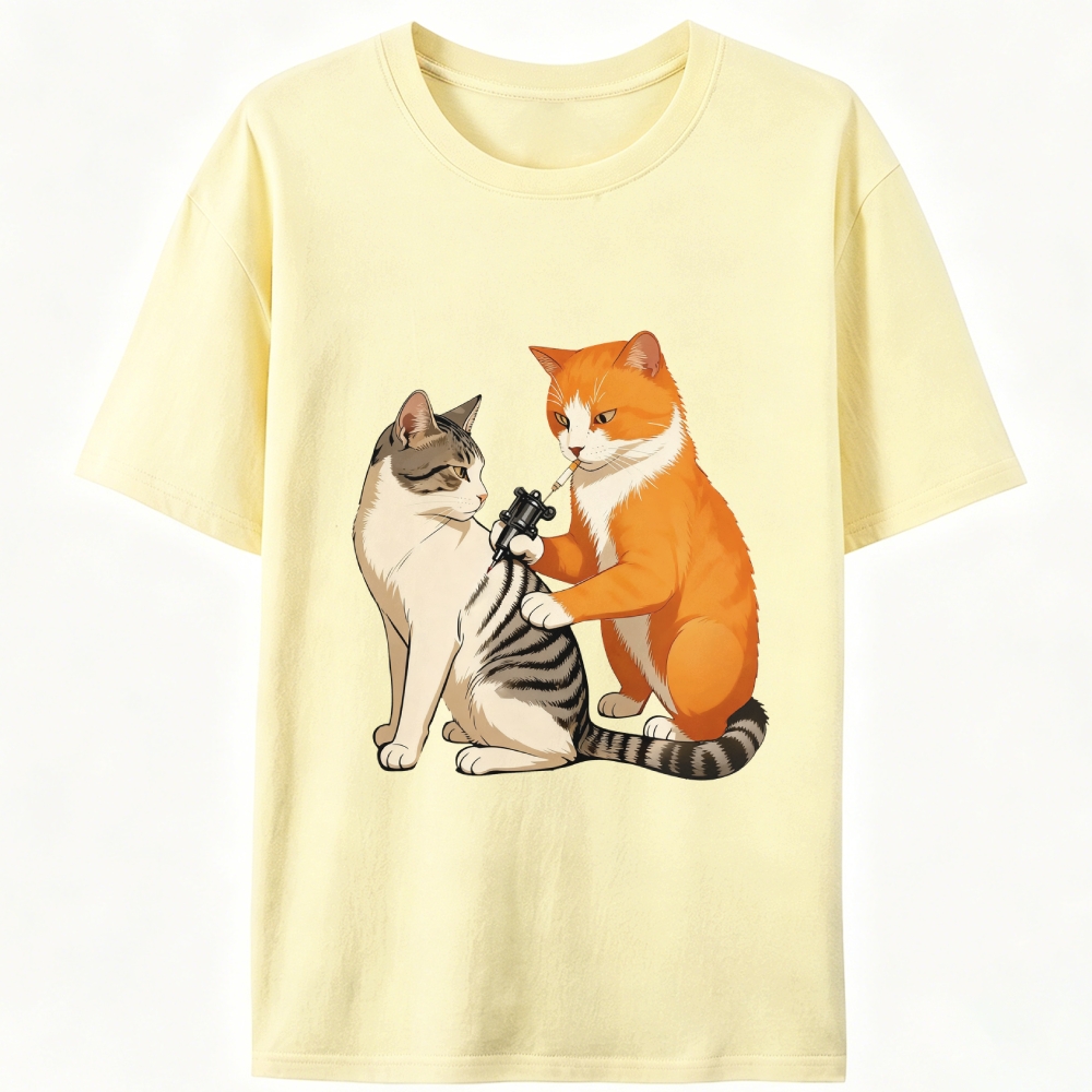 Tattoo Artist Orange Cat Retro Designed for Women - Slim Fit Cotton Tee