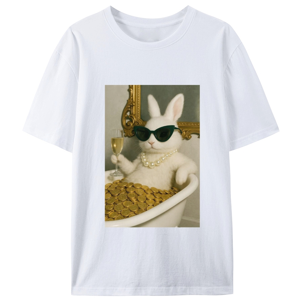 Bathtub Gold Coins Bunny Retro Designed for Women - Slim Fit Cotton Tee