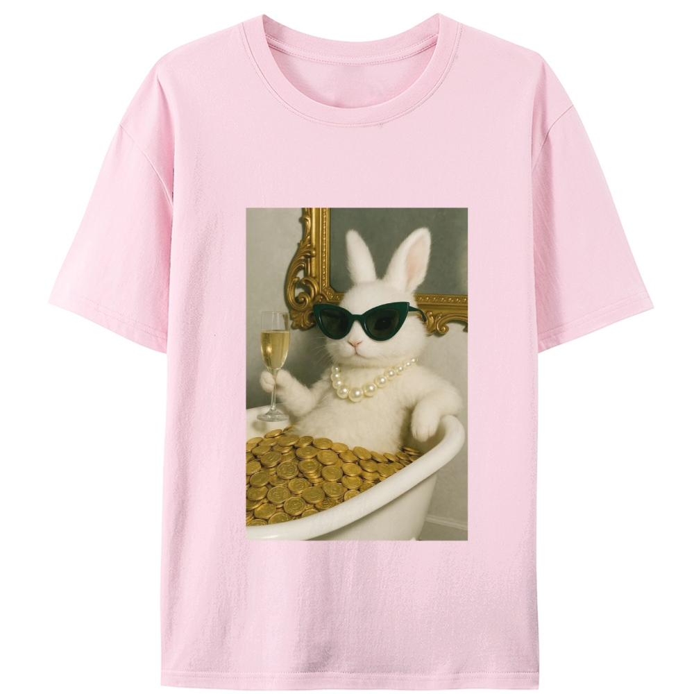 Bathtub Gold Coins Bunny Retro Designed for Women - Slim Fit Cotton Tee