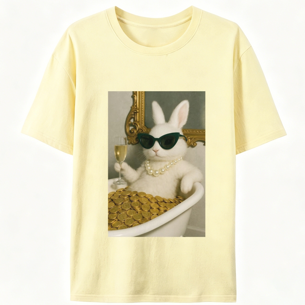 Bathtub Gold Coins Bunny Retro Designed for Women - Slim Fit Cotton Tee
