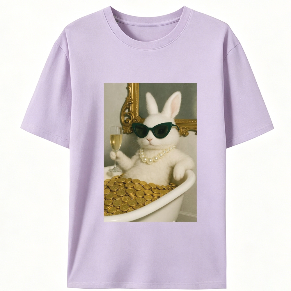 Bathtub Gold Coins Bunny Retro Designed for Women - Slim Fit Cotton Tee