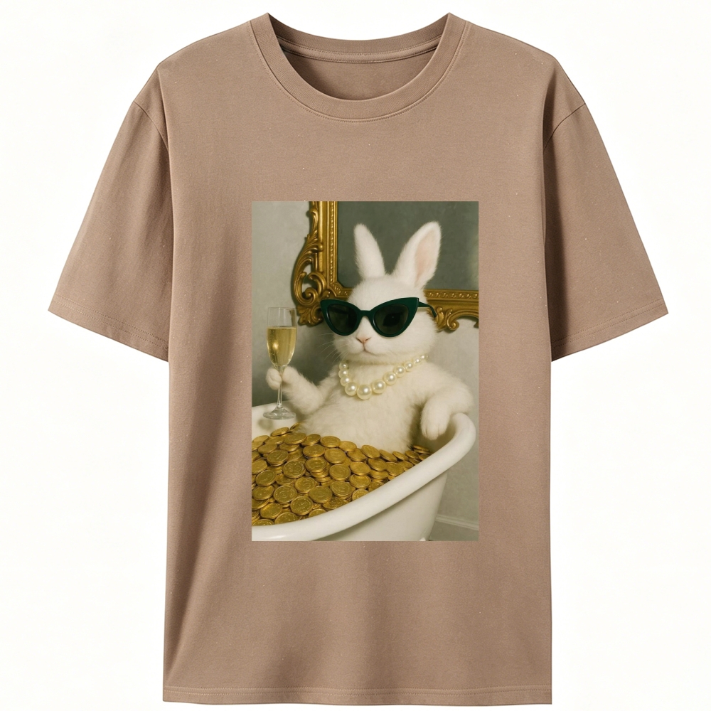 Bathtub Gold Coins Bunny Retro Designed for Women - Slim Fit Cotton Tee