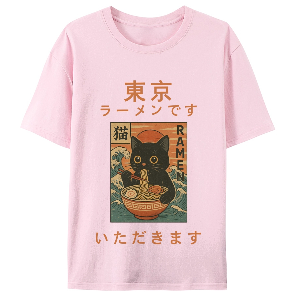 Tokyo Ramen Cat Retro Designed for Women - Slim Fit Cotton Tee