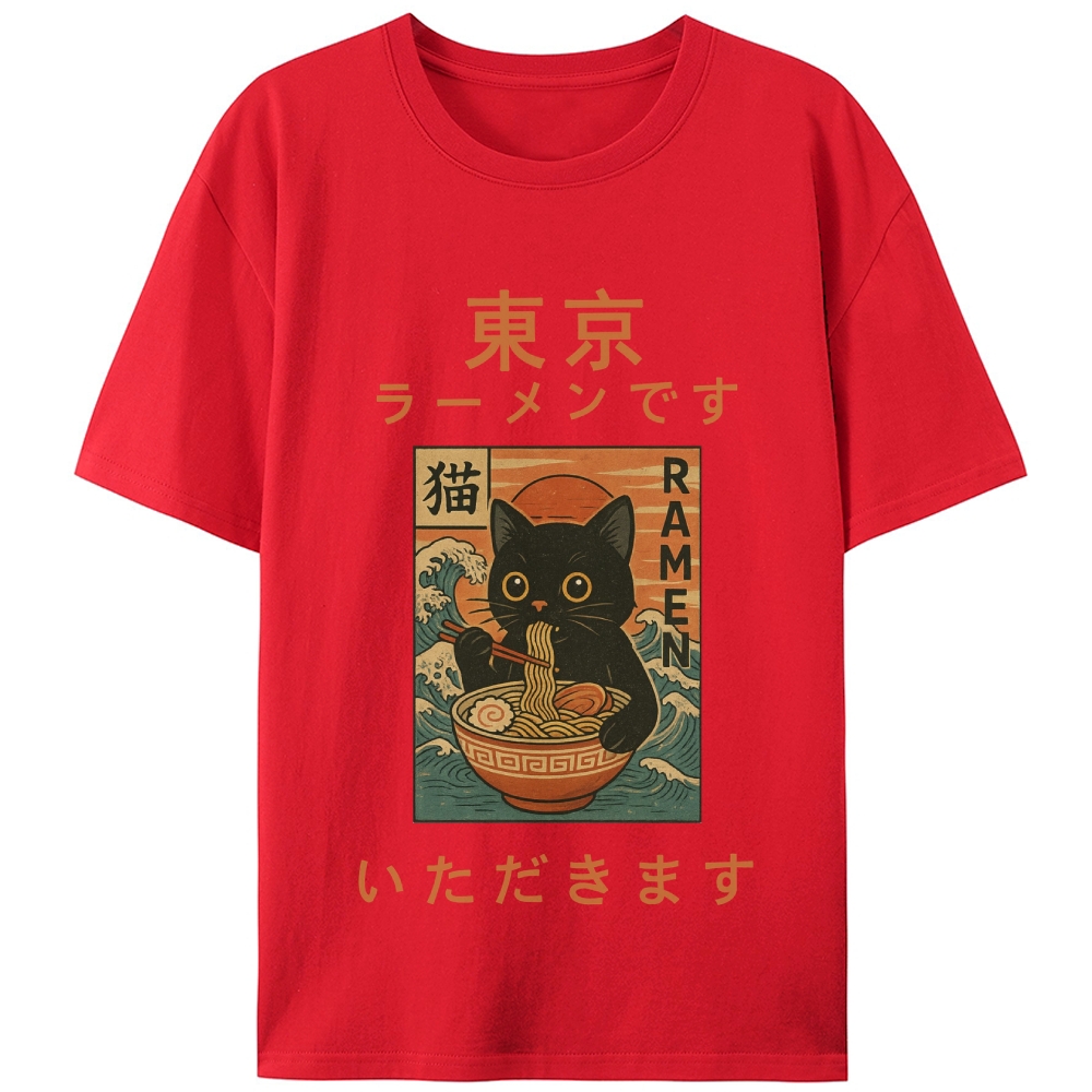 Tokyo Ramen Cat Retro Designed for Women - Slim Fit Cotton Tee
