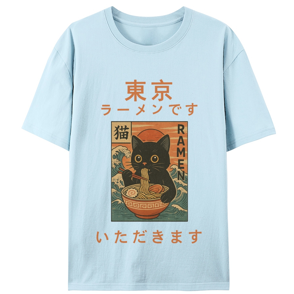 Tokyo Ramen Cat Retro Designed for Women - Slim Fit Cotton Tee