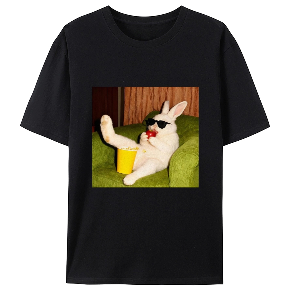 Movie Night · Cool Bunny Vibes Retro Designed for Women - Slim Fit Cotton Tee