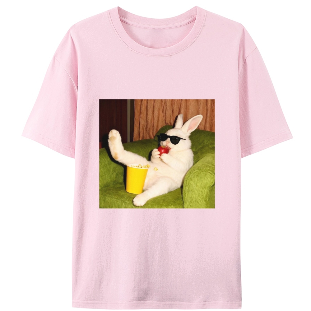 Movie Night · Cool Bunny Vibes Retro Designed for Women - Slim Fit Cotton Tee