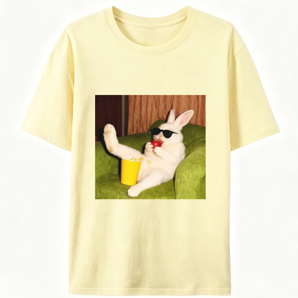 Movie Night · Cool Bunny Vibes Retro Designed for Women - Slim Fit Cotton Tee