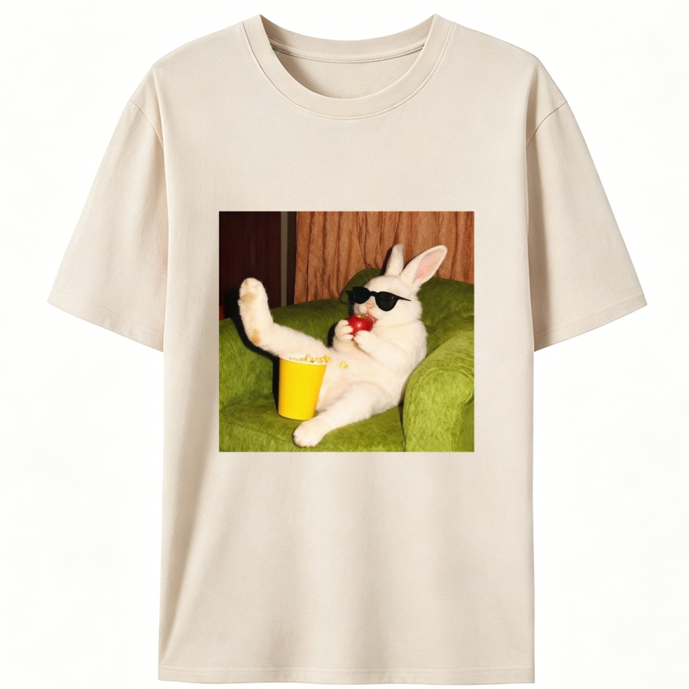 Movie Night · Cool Bunny Vibes Retro Designed for Women - Slim Fit Cotton Tee