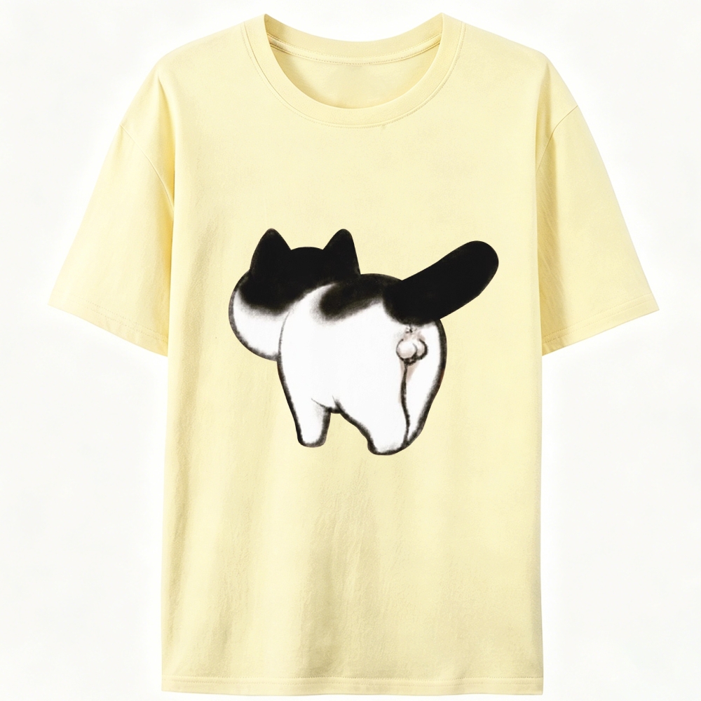 Cow Cat Butt Retro Designed for Women - Slim Fit Cotton Tee