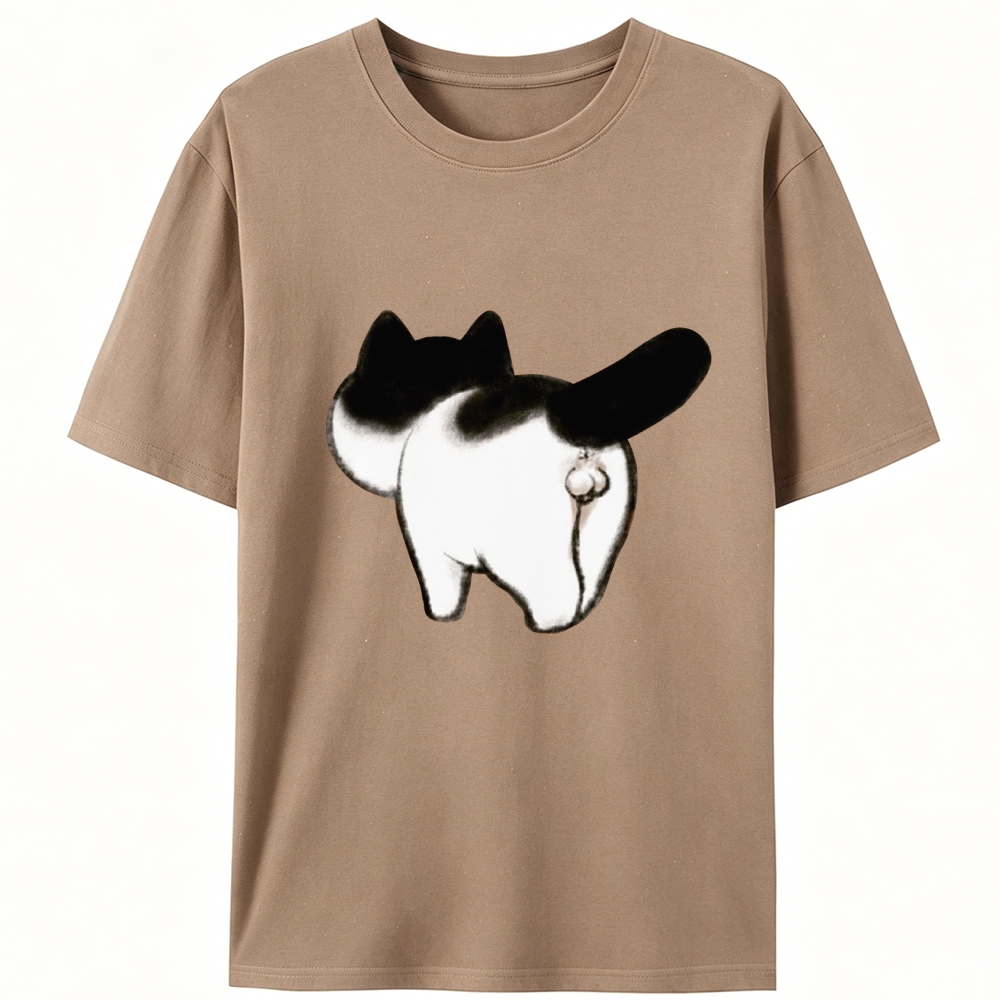 Cow Cat Butt Retro Designed for Women - Slim Fit Cotton Tee