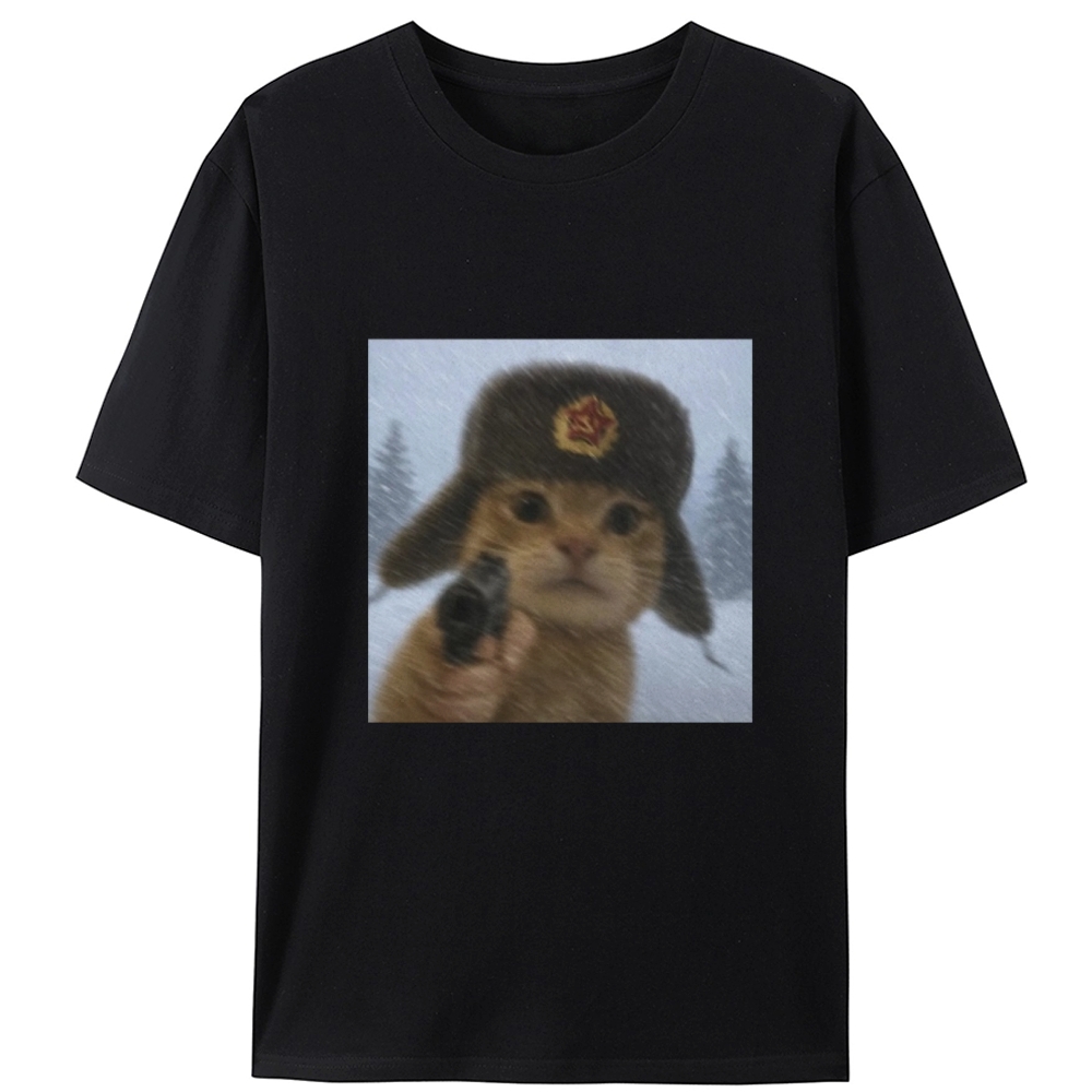 Soviet Ushanka Cat Retro Designed for Women - Slim Fit Cotton Tee