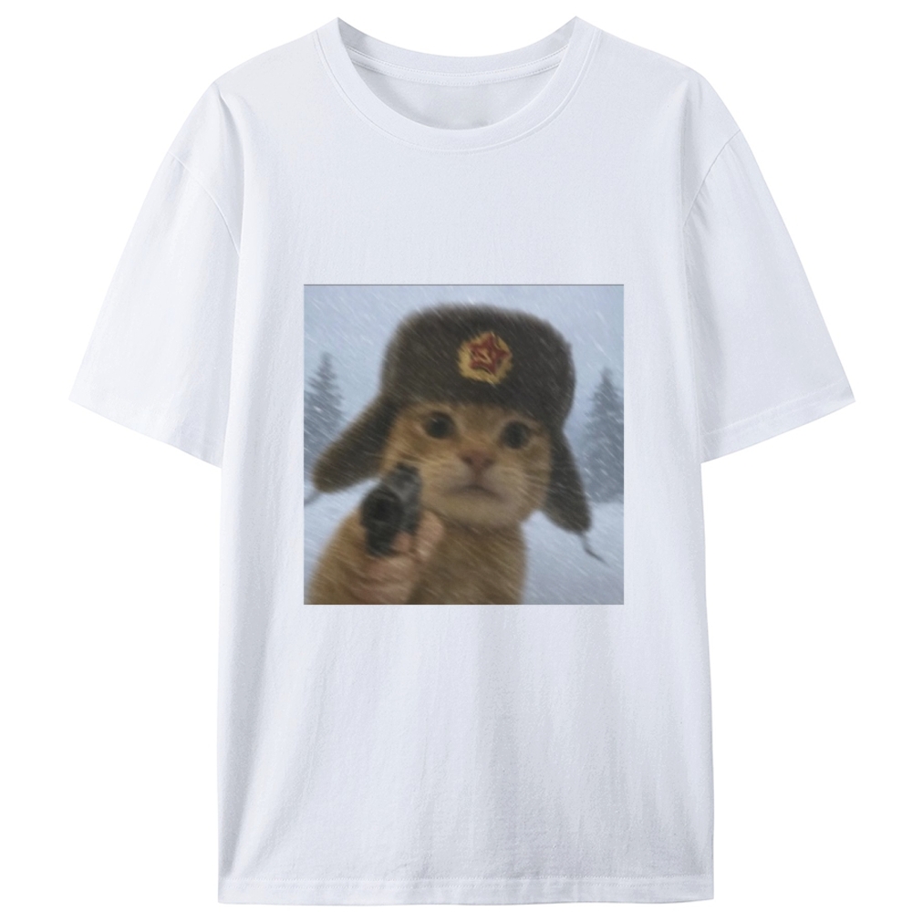 Soviet Ushanka Cat Retro Designed for Women - Slim Fit Cotton Tee