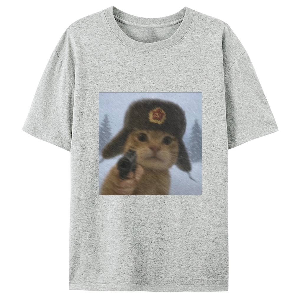 Soviet Ushanka Cat Retro Designed for Women - Slim Fit Cotton Tee