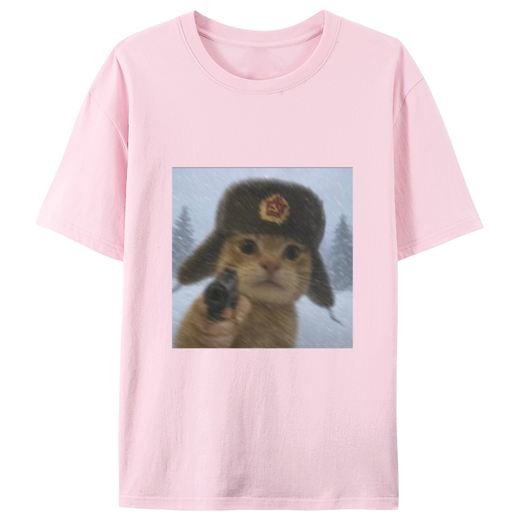 Soviet Ushanka Cat Retro Designed for Women - Slim Fit Cotton Tee