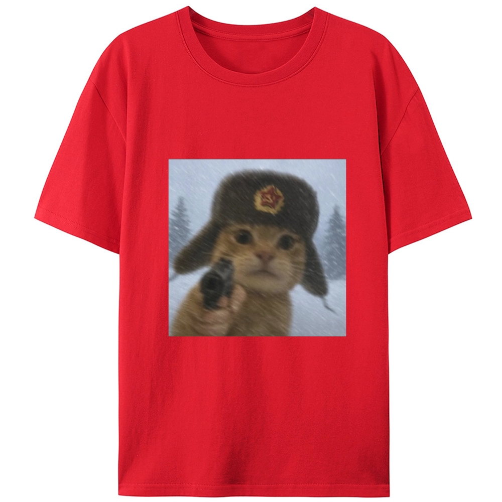 Soviet Ushanka Cat Retro Designed for Women - Slim Fit Cotton Tee