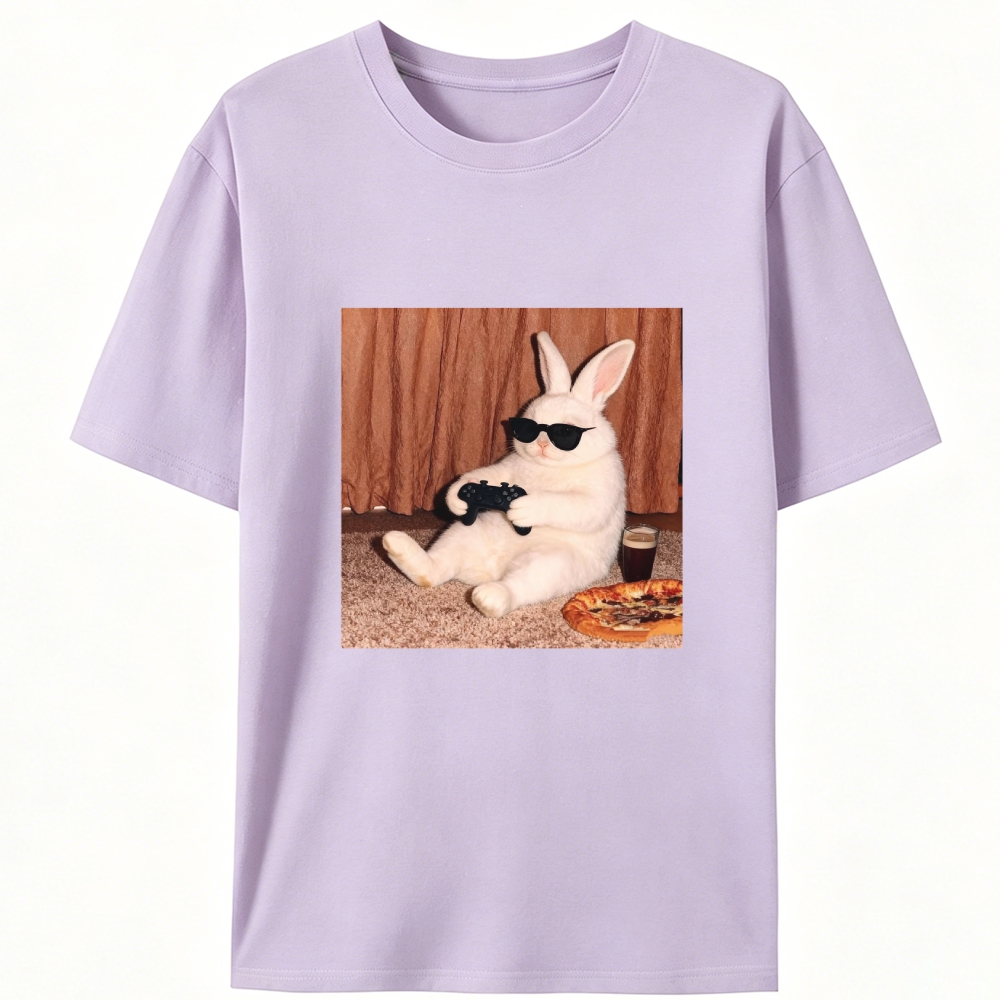 Gamer Rabbit Playing Video Game Retro Designed for Women - Slim Fit Cotton Tee