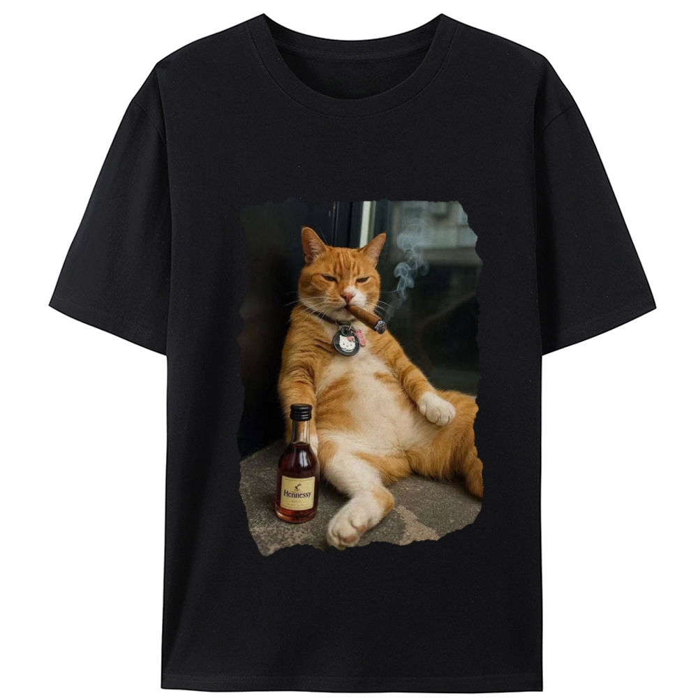 Cigar Cat Retro Designed for Women - Slim Fit Cotton Tee